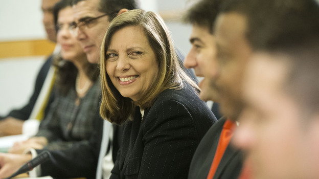Josefina Vidal, director general of the U.S. division at Cuba's Foreign Ministry, smiles at the start of the Cuba talks at the State Department in Washington, on Friday. (AP)