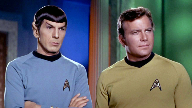 While Leonard Nimoy became famous as Star Trek's Mr. Spock, he was conflicted about the role. He later came to embrace it. He's shown here with actor William Shatner as Captain James T. Kirk. (Getty Images)
