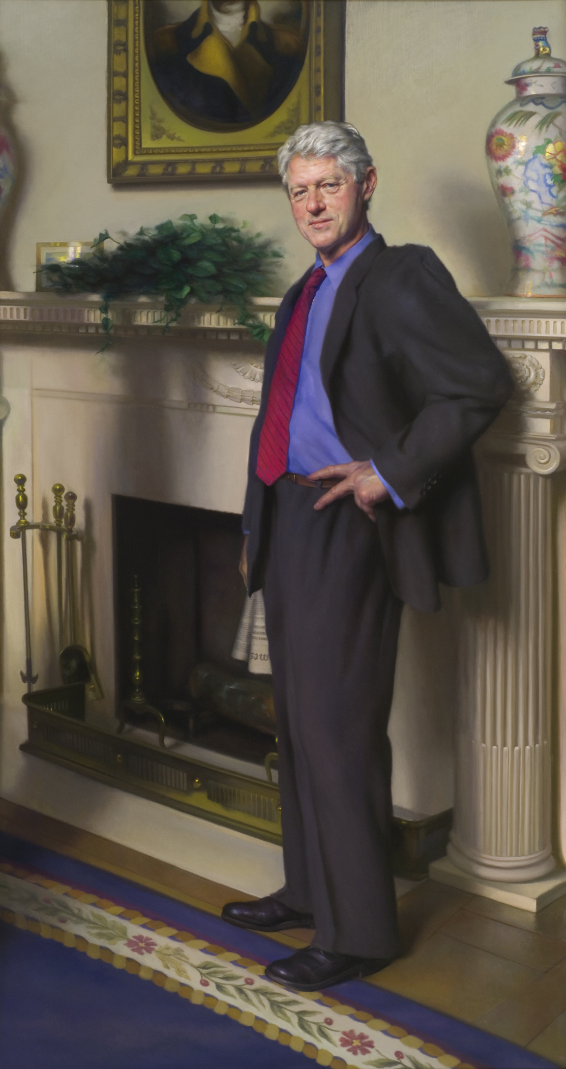 Artist Nelson Shanks' 2005 portrait of former President Clinton, which hangs at the Smithsonian Institution's National Portrait Gallery. Artist Nelson Shanks' 2005 portrait of former President Clinton, which hangs at the Smithsonian Institution's National Portrait Gallery.