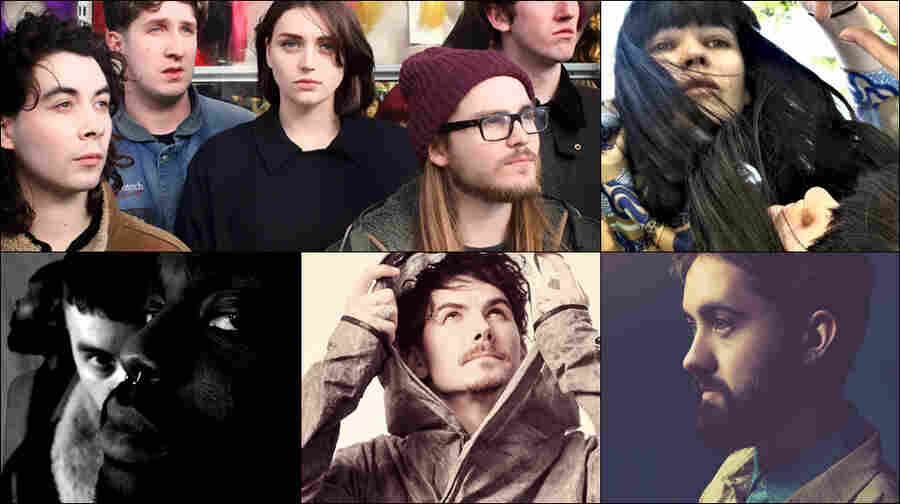 Clockwise from upper left: Joanna Gruesome, Trish Keenan of Broadcast, Conor O'Brien of Villagers, Eskmo, Young Fathers