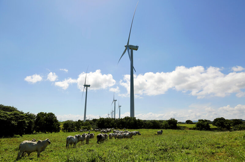 Renewable energy sources — such as the Eolo wind park about 75 miles south of the Nicaraguan capital, Managua — generate about half of the country's electricity. Officials predict that figure could rise to 80 percent within years.