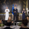 French Foreign Affairs Minister Laurent Fabius (center) hosted the Gout de France dinner at the Palace of Versailles last Thursday. Famed French chef Alain Ducasse (left) helped the government plan the dinner party event, which was staged around the world — part of a concerted French effort to restore its culinary reputation. Versailles President Catherine Pegard is seen at right. French Foreign Affairs Minister Laurent Fabius (center) hosted the Gout de France dinner at the Palace of Versailles last Thursday. Famed French chef Alain Ducasse (left) helped the government plan the dinner party event, which was staged around the world — part of a concerted French effort to restore its culinary reputation. Versailles President Catherine Pegard is seen at right.