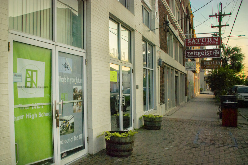 The NET Charter High School sits on a typical New Orleans strip.