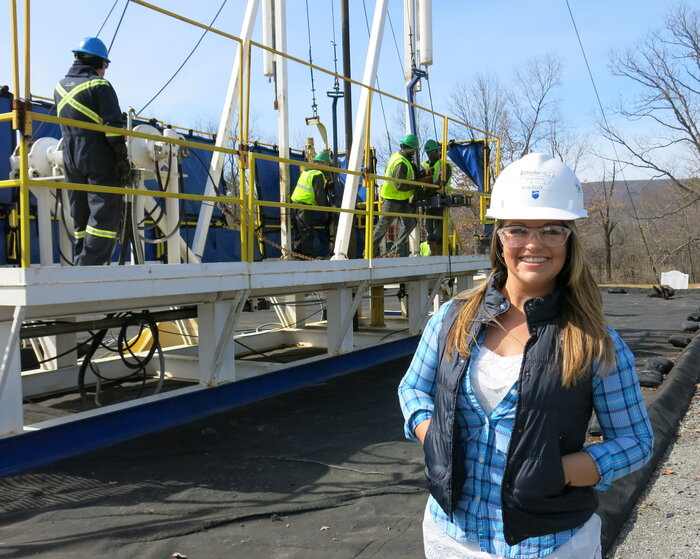 After completing training in 2013, Claire Kerstetter now works as a fluid technician on fracking jobs.