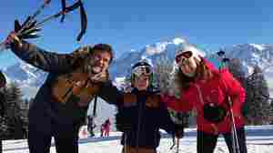 NPR Paris correspondent Eleanor Beardsley with her husband, Ulysse Gosset, and son, Maxime, on a ski vacation in the Alps in February. When she first moved to France, Beardsley enjoyed the frequent holidays. But combined with many school breaks, she and other working parents often find it becomes a burden.