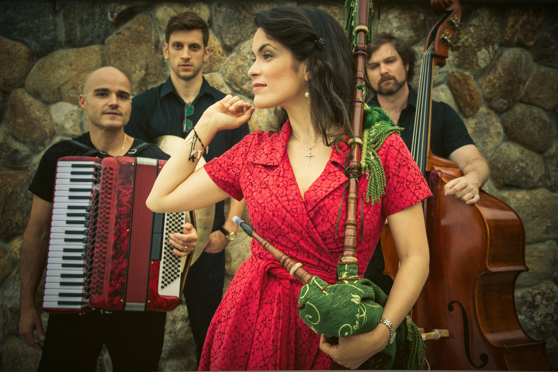 Galician bagpiper Cristina Pato and her band.
