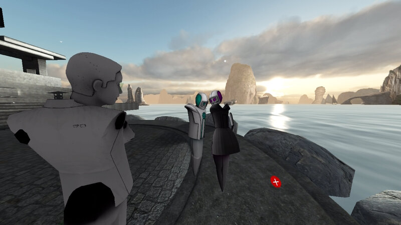 Robert Gordon and Amy Jones try a virtual reality experiment with NPR's Aarti Shahani. Robert Gordon and Amy Jones try a virtual reality experiment with NPR's Aarti Shahani.