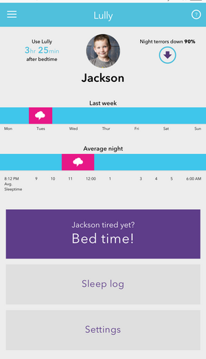 Lully tracks the child's sleep disruption progress through an iOS app.