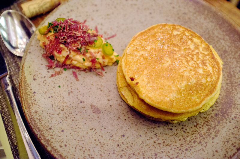A recent version of Indian Slapjacks, a recipe featured in American Cookery, the first cookbook of American food. A recent version of Indian Slapjacks, a recipe featured in American Cookery, the first cookbook of American food.