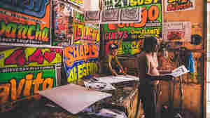 "Monky" silk screens posters for some of Peru's top chicha bands.