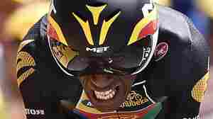 Eritrea's Daniel Teklehaimanot competes in a 13.8 km individual time trial, the first stage of the 102nd edition of the Tour de France cycling race, on July 4 in Utrecht, The Netherlands.