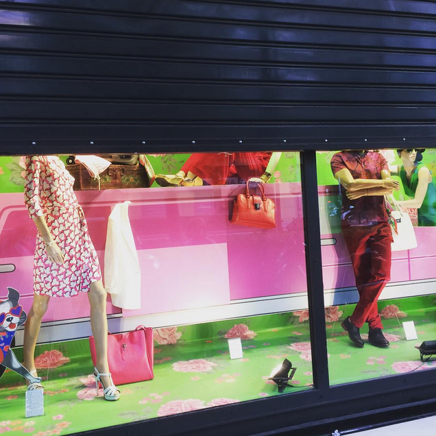 Store windows in Athens have automatic shutters that go down when a protest is coming.