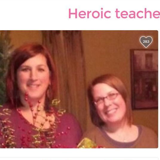 A screenshot of a fundraising page for teachers Jena Meaux and Ali Martin, who are being hailed as heroes for their actions in Thursday's theater attack.