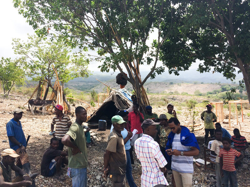 Surveyors from the International Organization for Migration interview new returnees in Savanne Galata, Haiti.