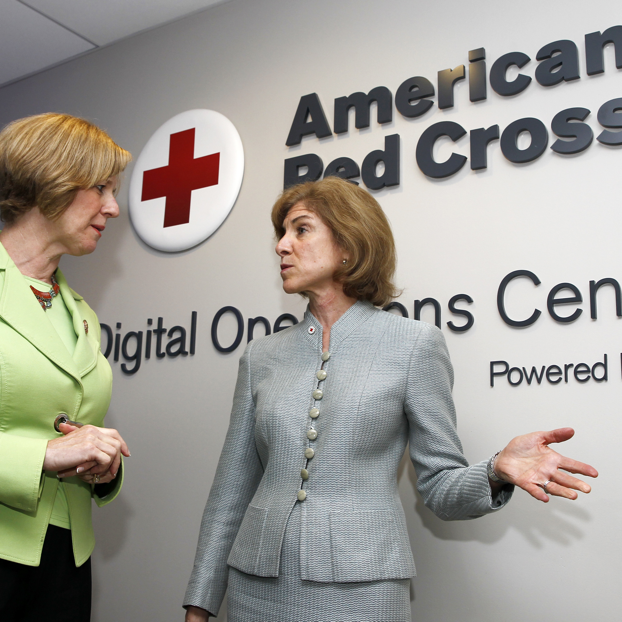 American Red Cross chief Gail McGovern (right) and Rep. Susan Brooks of Indiana tour the American Red Cross Digital Operations Center last year in Washington, D.C.