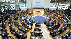 Delegates took their seats during the plenary session at the Bonn climate change conference on March 10, 2014. Negotiations resume this week; by the end of the year, the U.N. hopes to have forged a new global agreement.