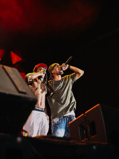 Lil Wayne and Juvenile onstage Friday night.