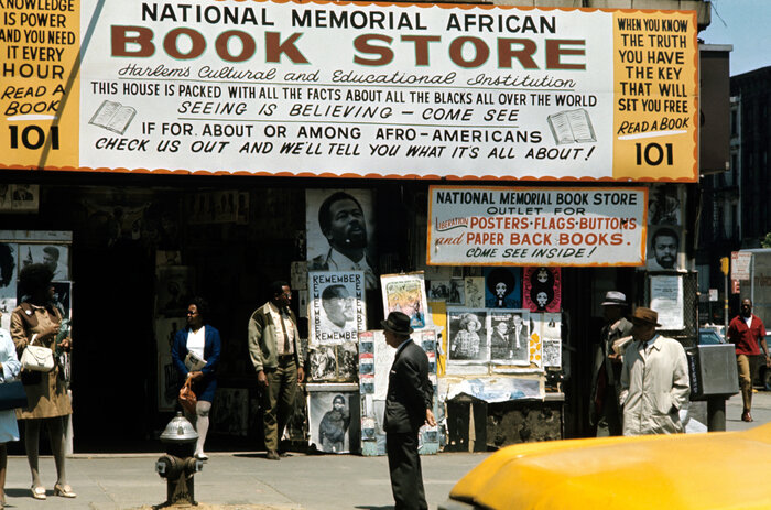 A view of the National Memorial African Bookstore in Harlem circa 1970. (Jack Garofalo/Paris Match via Getty Images)