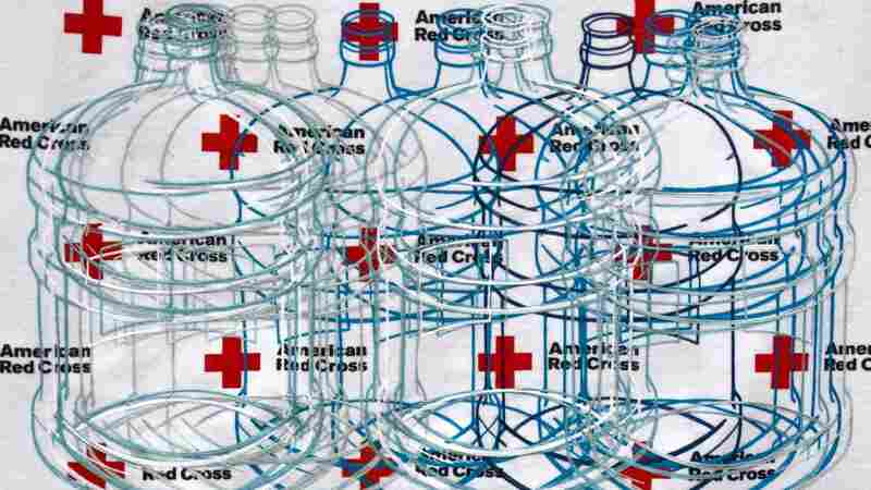 After Superstorm Sandy, Saucedo used aid materials from the Red Cross to create Red Cross Blanket (Family Portrait as Water).