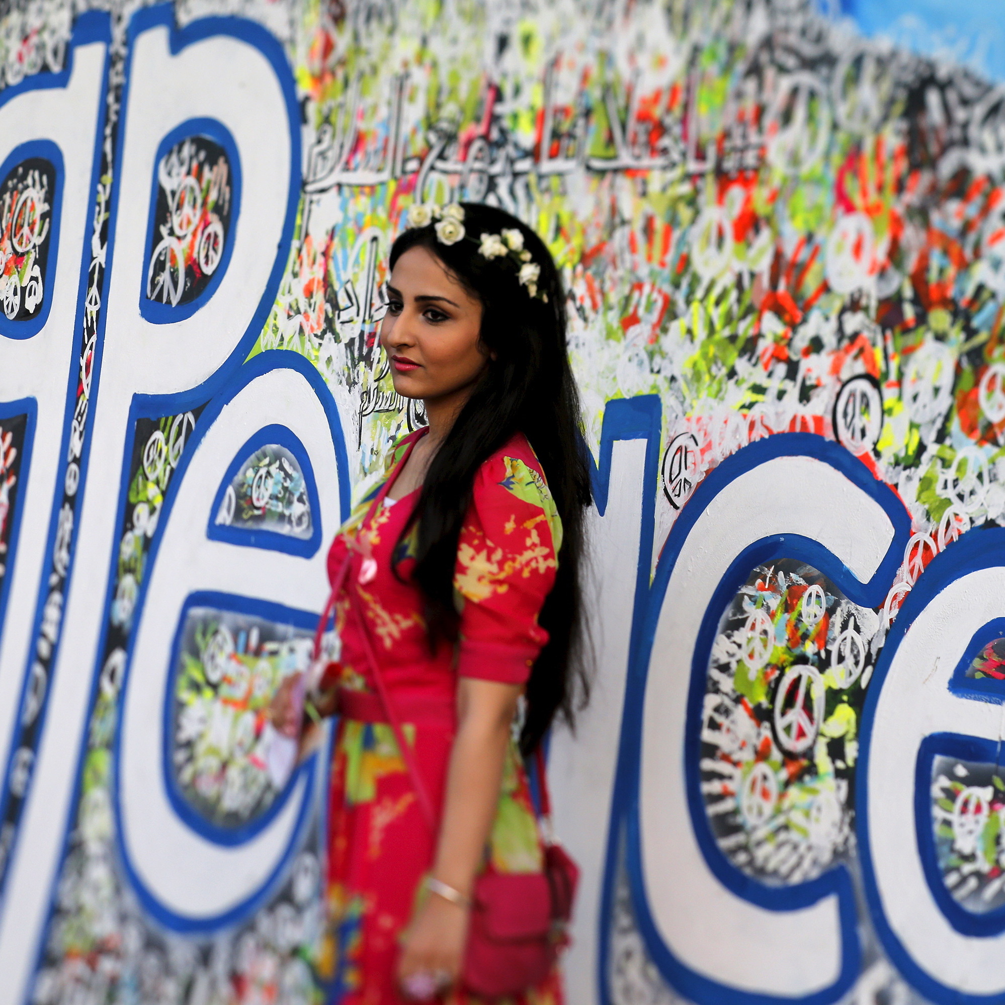 An Iraqi woman attends a festival commemorating the International Day of Peace in Baghdad on Monday.