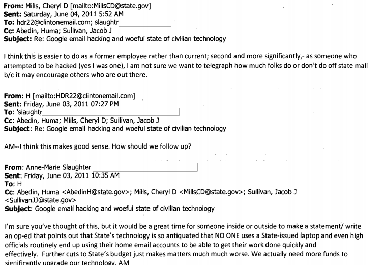 Others were using home email and computers. (Source: State Department)