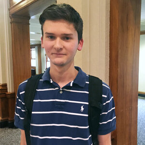 Miller is a Republican who says the economy is one of his major concerns because he wants to graduate into a "thriving, booming economy, so I can easily get a job and get my foot in the door." (Asma Khalid/NPR) Miller is a Republican who says the economy is one of his major concerns because he wants to graduate into a "thriving, booming economy, so I can easily get a job and get my foot in the door."