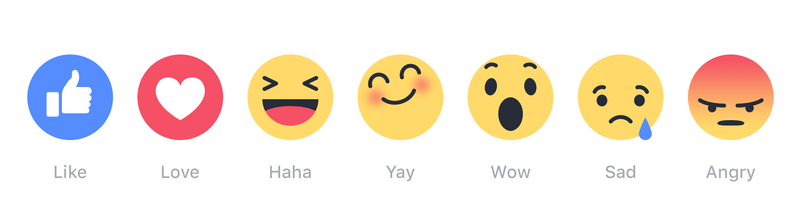 Facebook tests replacing its "Like" button with six emojis: "Like," "Love," "Haha," "Yay," "Wow," "Sad" and "Angry." Facebook tests replacing its "Like" button with six emojis: "Like," "Love," "Haha," "Yay," "Wow," "Sad" and "Angry."