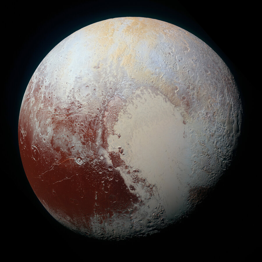 NASA's New Horizon mission flew past Pluto on July 14, revealing a world with glaciers, mountains and an atmosphere. (NASA/JHUAPL/SwRI) NASA's New Horizon mission flew past Pluto on July 14, revealing a world with glaciers, mountains and an atmosphere.