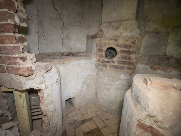 This photo from the University of Virginia shows a chemical hearth discovered in the Rotunda at the University of Virginia during renovations at the school in Charlottesville, Va. (Dan Addison/University of Virginia Communications)