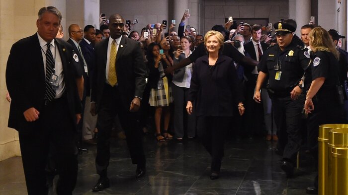 Hillary Clinton arrives to testify before the House Select Committee on Benghazi on Thursday. (Jim Watson/AFP/Getty Images) Hillary Clinton arrives to testify before the House Select Committee on Benghazi on Thursday.