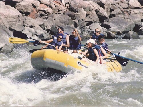Ginsburg, center, on a whitewater rafting trip in Colorado in 1990. (Courtesy of Burt Neuborne/Dey Street Books) Ginsburg (center) on a whitewater rafting trip in Colorado in 1990.
