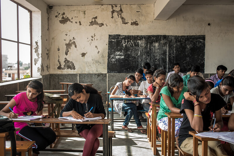 There typically aren't any high schools near the villages these girls are from. The Veerni Institute offers them free room, board and schooling in Jodhpur.