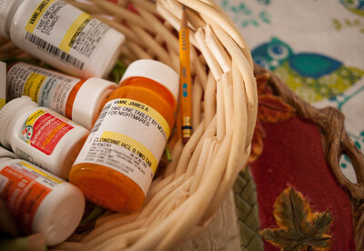 Bottles of medicine at Vanni's home. He says he still has nightmares from his time serving in Iraq. (Theo Stroomer for NPR) Bottles of medicine at Vanni's home. He says he still has nightmares from his time serving in Iraq.