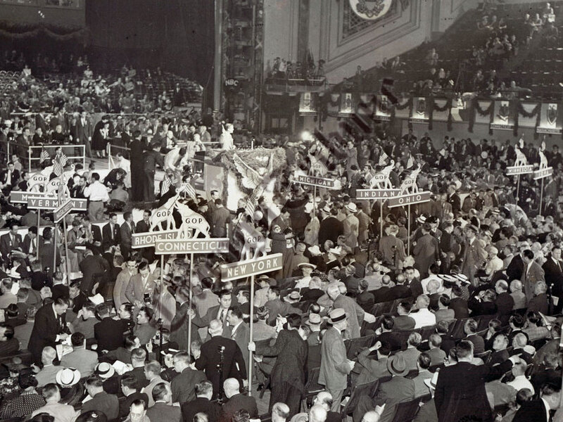 Delegates gather for the 1940 Republican National Convention in Philadelphia, Penn. (via Radio Diaries)