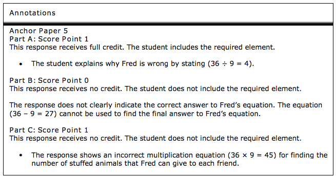 Answer logic from the 2015 PARCC exam.