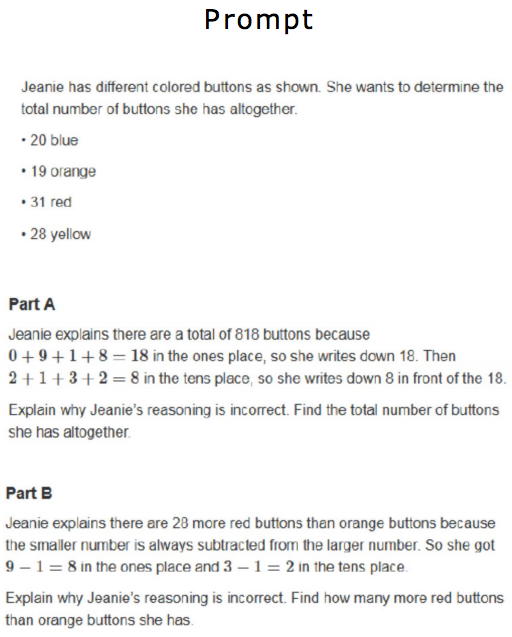 Actual prompt from the 2015 PARCC third grade math exam.