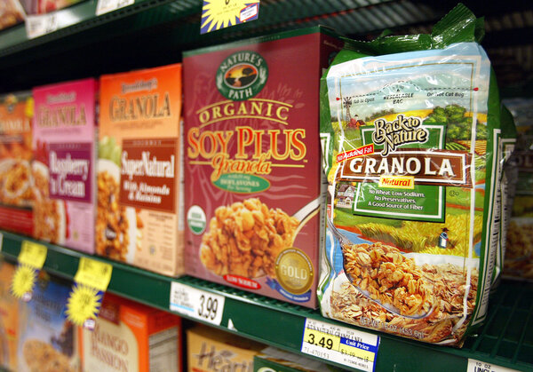 Granola cereals on a shelf in Glenview, Ill. 