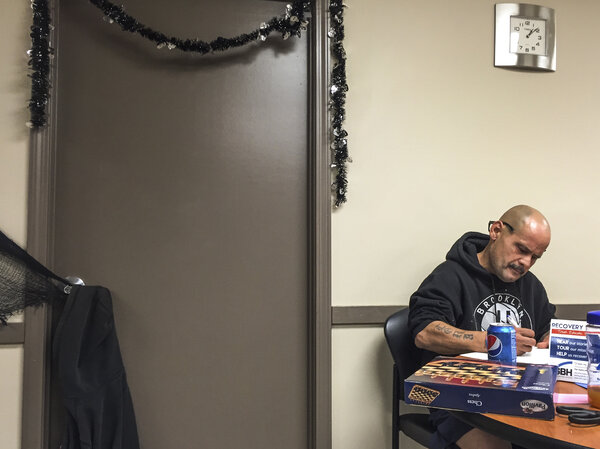 Edwin Santana, 52, entered a detox program at Syracuse Behavioral Healthcare to help break his heroin addiction and daily habit of smoking the synthetic drug known as spike. (Hansi Lo Wang/NPR)