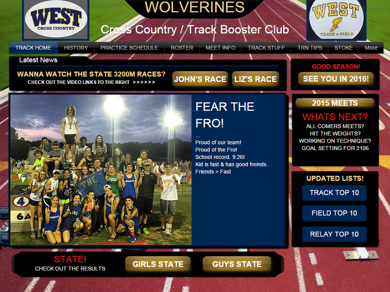 "The website of the West Forsyth High School track program with the words, "fear "The website of the West Forsyth High School track program with the words, "fear