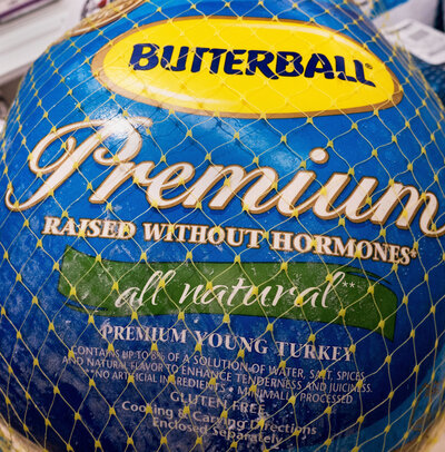 A Butterball turkey for sale in November 2014, in Centreville, Va. Terms like "premium" and "raised without hormones" tell you little about the quality of the turkey or how it was raised. (Paul J. Richards/AFP/Getty) A Butterball turkey for sale in November 2014, in Centreville, Va. Terms like "premium" and "raised without hormones" tell you little about the quality of the turkey or how it was raised.