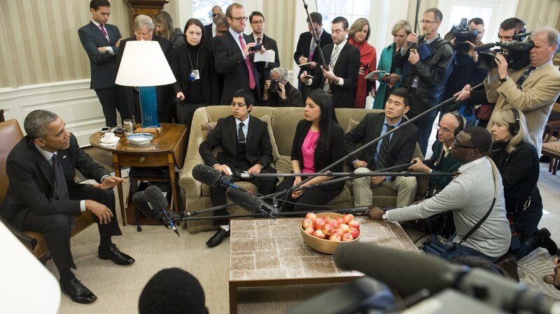 President Obama speaks about immigration reform during a meeting with young immigrants in the White House on Feb. 4. The president's 2014 executive actions on immigration have been caught up in a legal dispute, which the White House has appealed to the Supreme Court. (Saul Loeb/AFP/Getty Images)