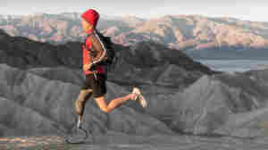 An athlete with a prosthetic leg in trains for the paralympics.