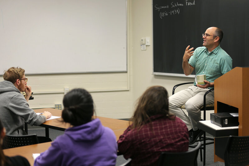 Phil Zuckerman speaks to his class at Pitzer College in Claremont, Calif. Zuckerman specializes in the study of 