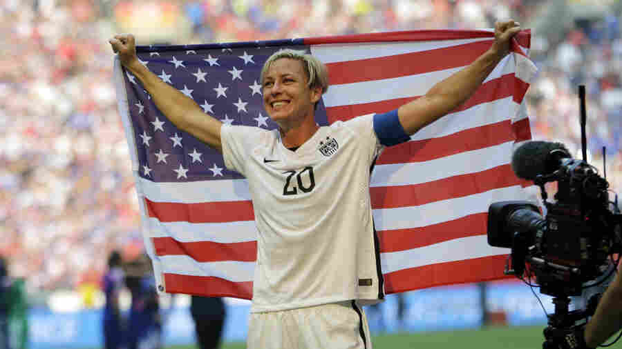 Abby Wambach celebrates the United States' 5-2 win over Japan in the 2015 FIFA Women's World Cup soccer championship.