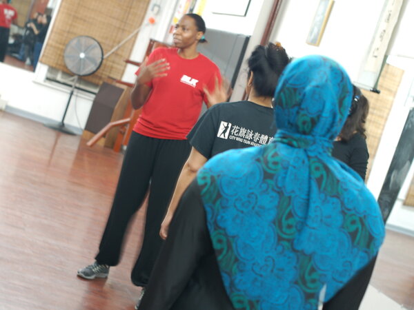 About two-dozen Muslim women attended a recent self-defense class in New York City. (Courtesy of Mariana Aguilera)