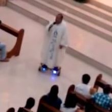 Father Albert San Jose of Our Lady of Miraculous Medal Parish was suspended by his diocese after a video emerged of him riding a "hoverboard" scooter during Mass in the Philippines.