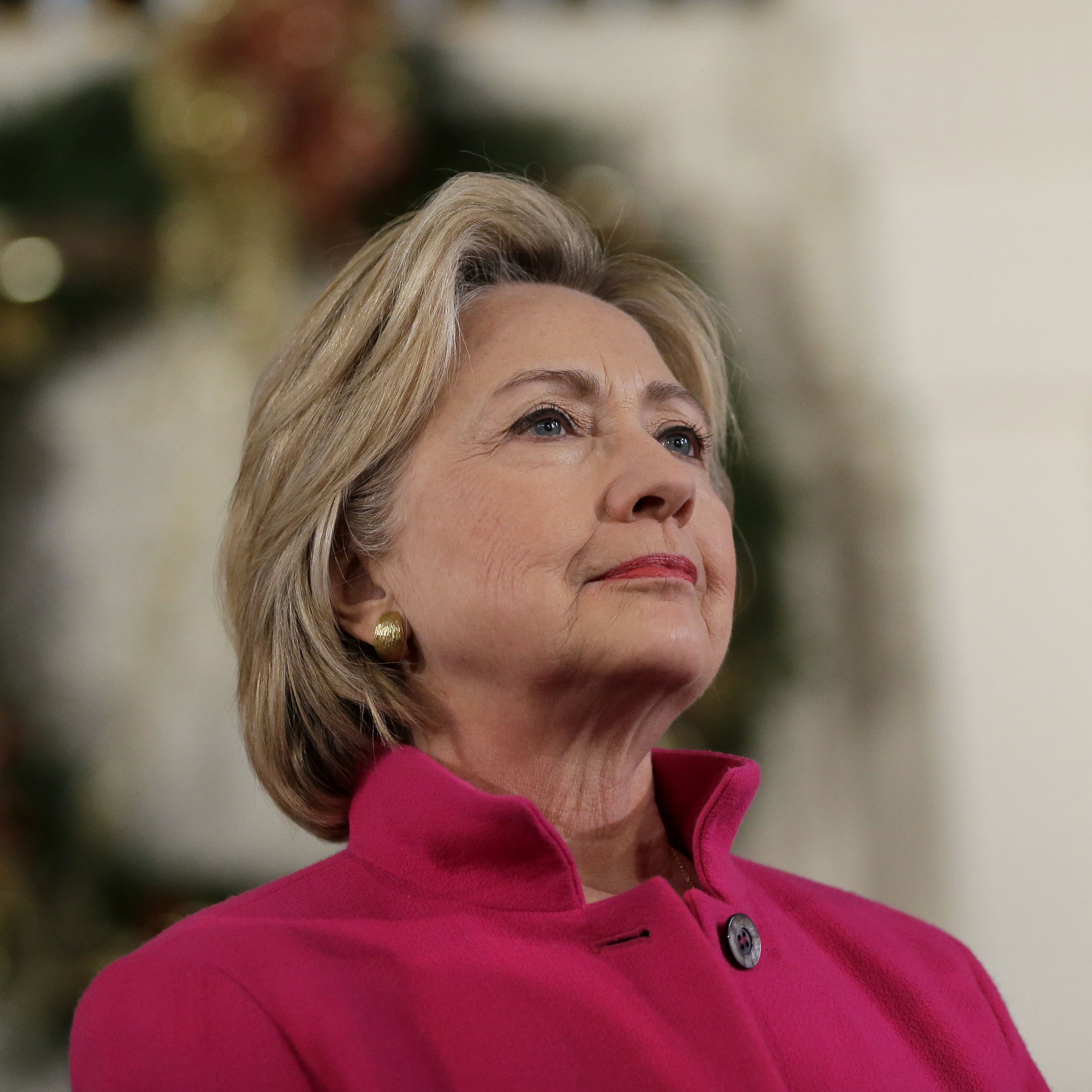 Democratic presidential candidate Hillary Clinton listens during a town hall style campaign event Tuesday in Portsmouth, N.H.
