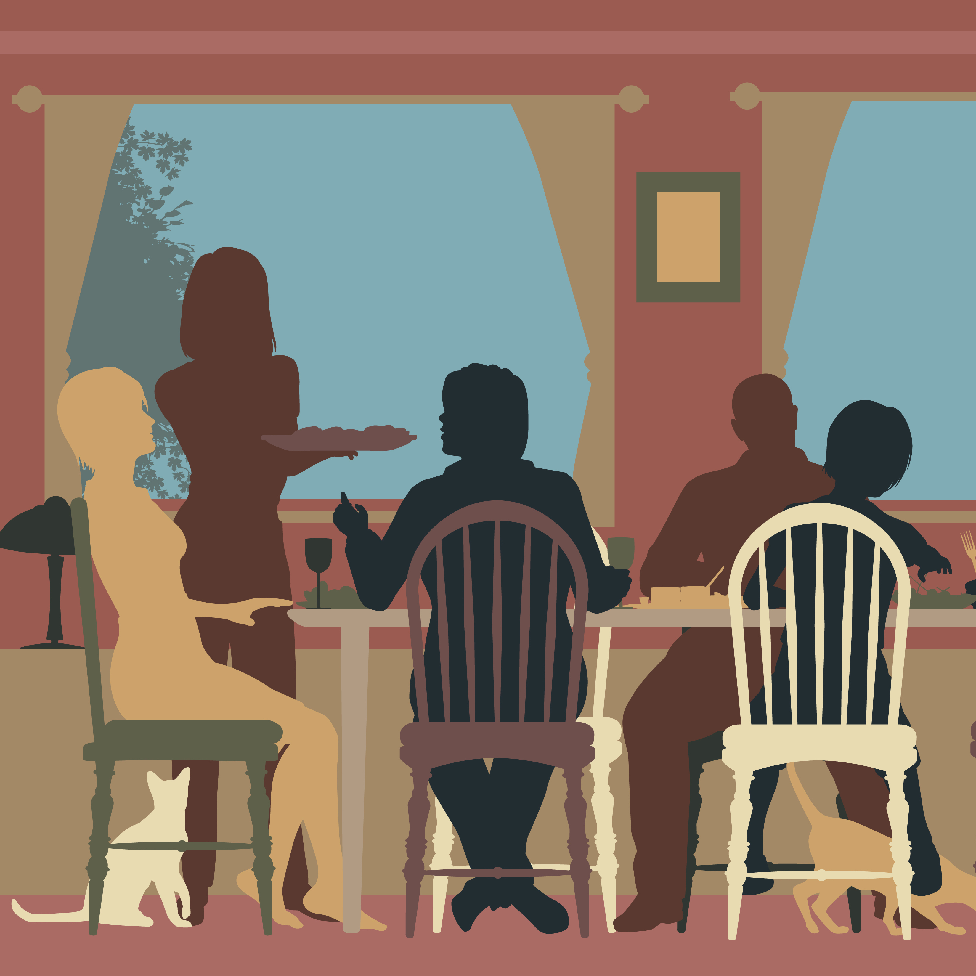 Stock graphic of people eating at a table