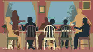 Stock graphic of people eating at a table