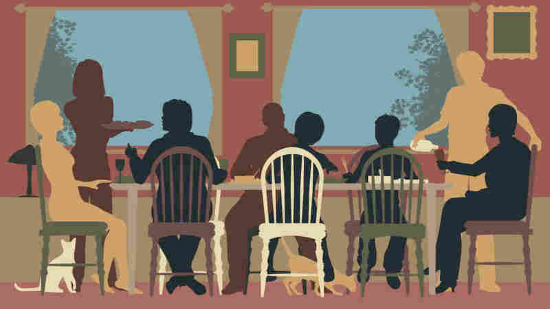 Stock graphic of people eating at a table